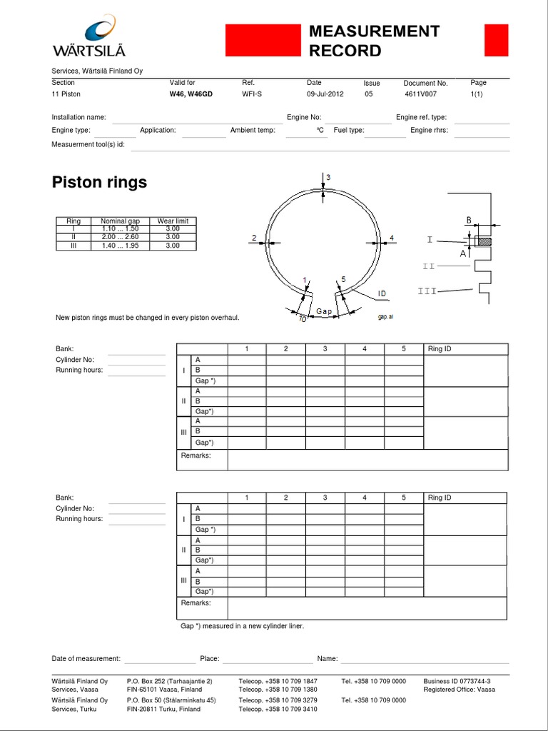 Form3 Piston Rings PDF Cylinder (Engine) Rotating Machines
