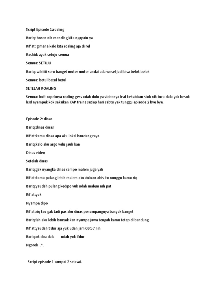 Script KAP Trainz: Episode 1-4 | PDF
