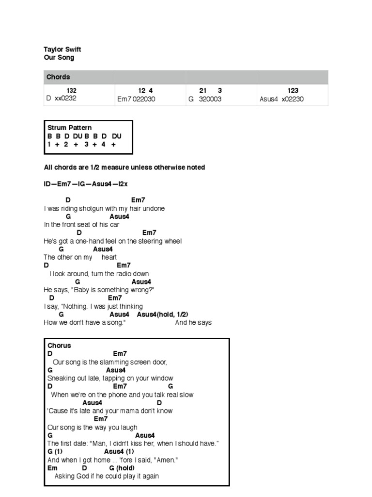 Our song chords pdf