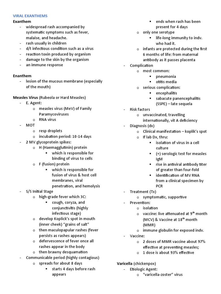 Overview of Viral Exanthems in Children | PDF | Measles | Infection