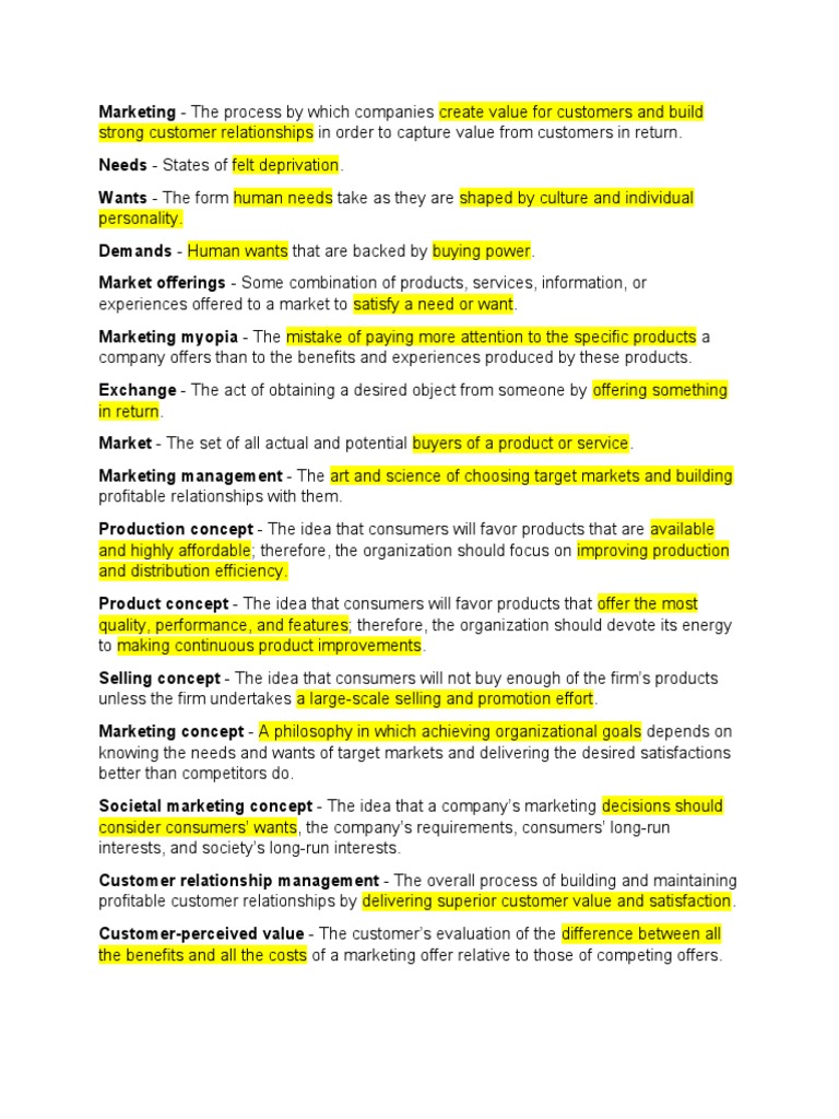 Key Marketing Concepts Explained | PDF | Marketing | Customer