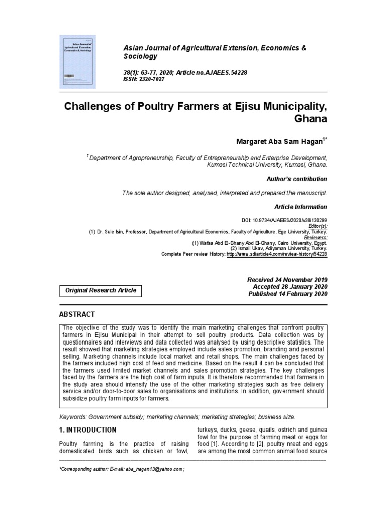 Challenges of Poultry Farmer at EJISU Municipality | PDF | Poultry | Meat