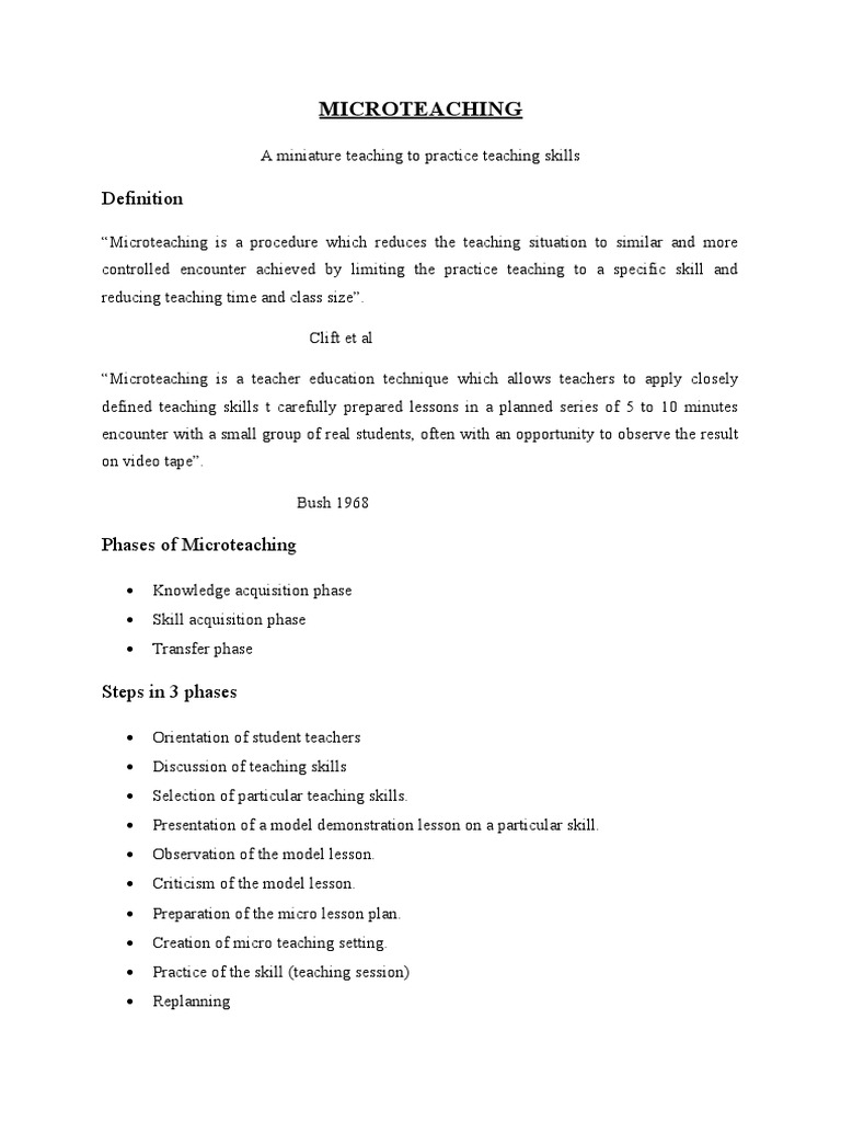 Microteaching for Teacher Training | PDF | Career & Growth | Art