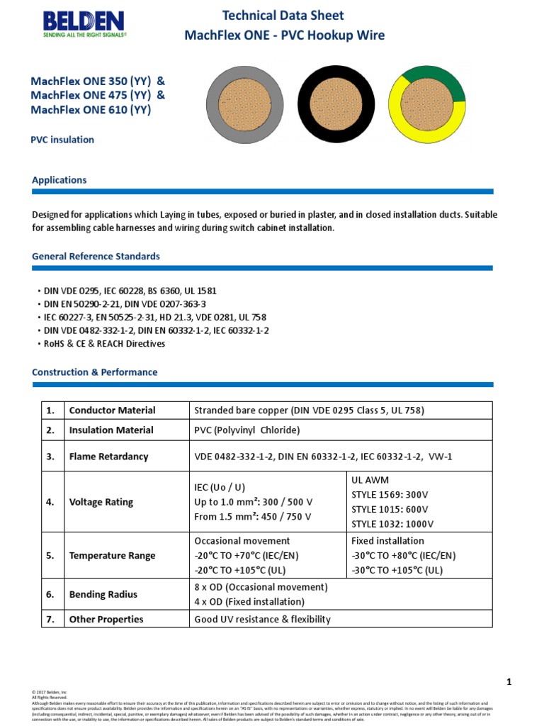 MachFlex ONE PVC Wire Specifications | PDF | Electrical Wiring | Wire