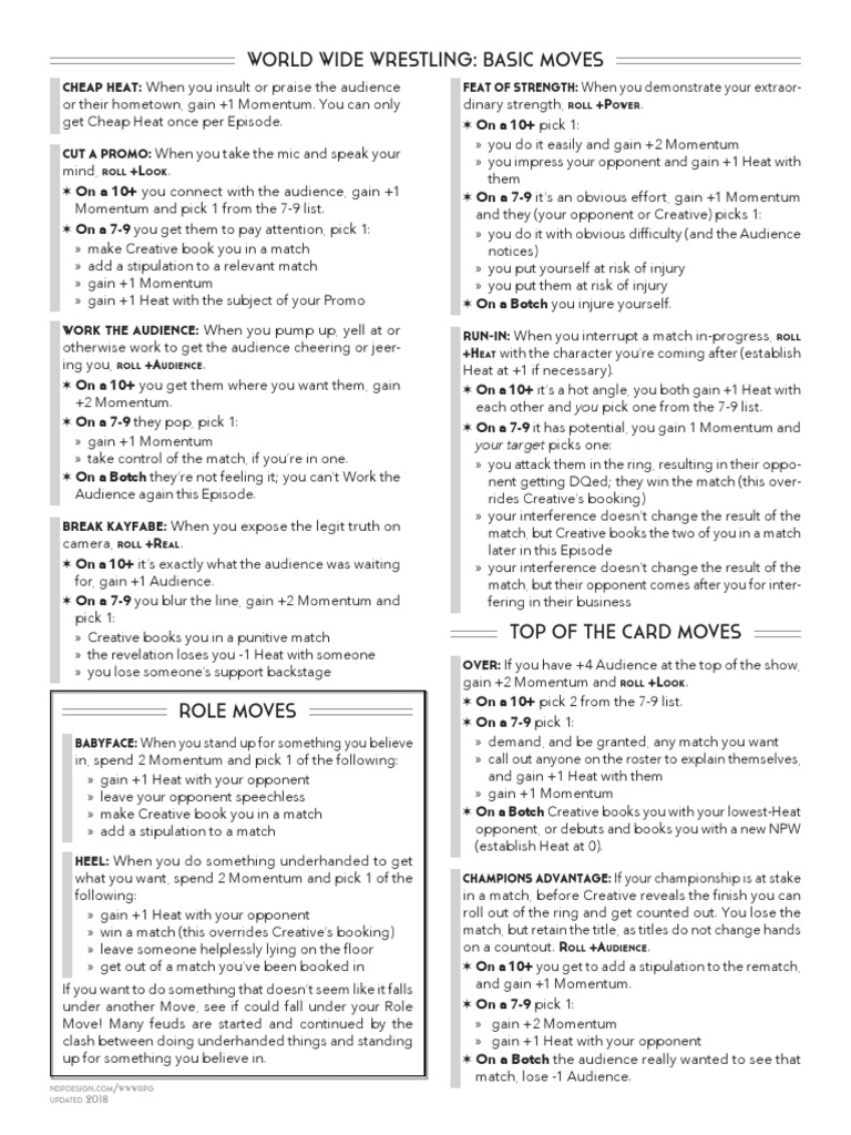 Wrestling Role Moves Guide | PDF | Professional Wrestling | Entertainment