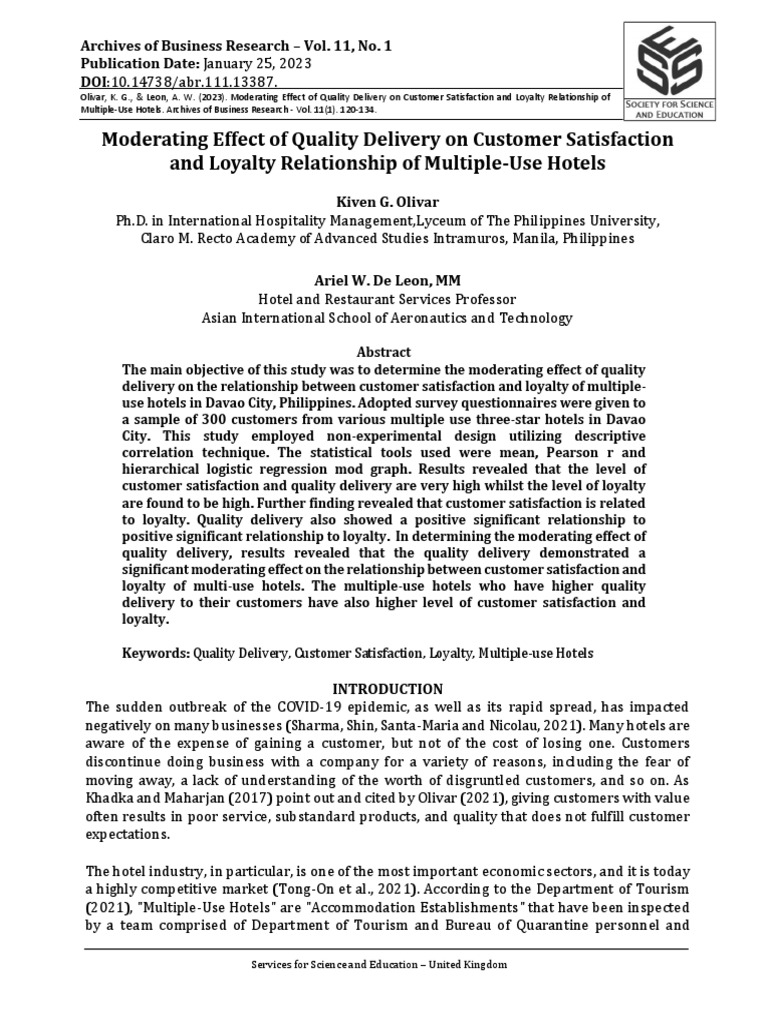 ABR13387 Camera Ready PDF Customer Satisfaction P Value