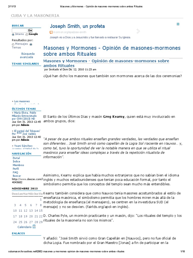 Masones y Mormones - Opinión de Masones-Mormones Sobre Ambos Rituales ...