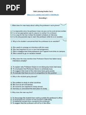 TOEFL Listening Test 2