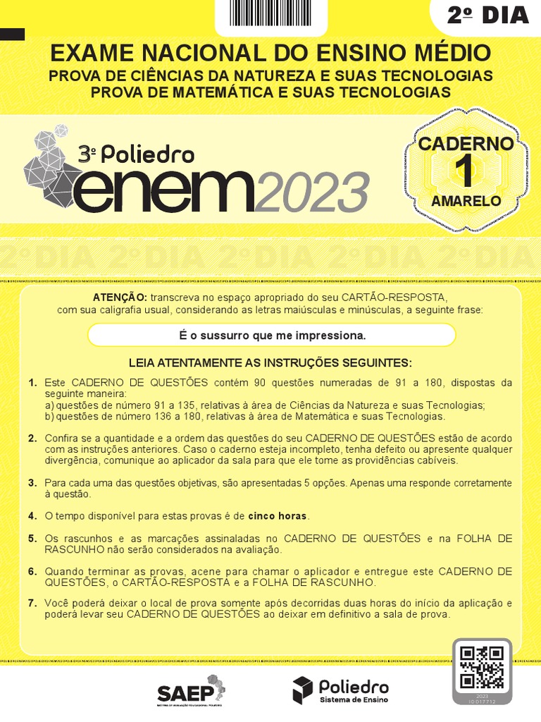 Prova Poliedro ENEM 2023 - 2º Dia | PDF | Mitose | Cromossomo