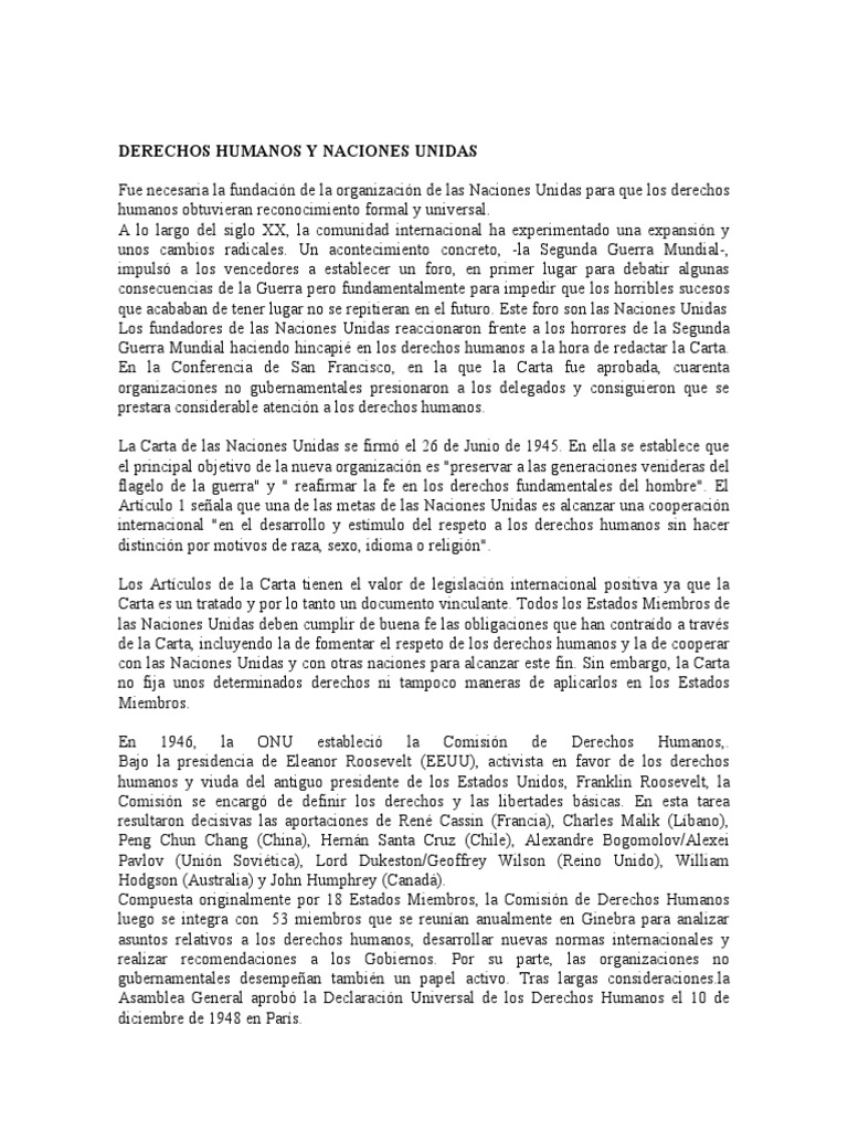 Derechos Humanos y Naciones Unidas | PDF | Naciones Unidas | Relaciones ...