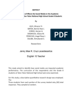 The Reception of Effects The Social Media in The Academic Performance of Talon-Talon National High School Grade 8 Students