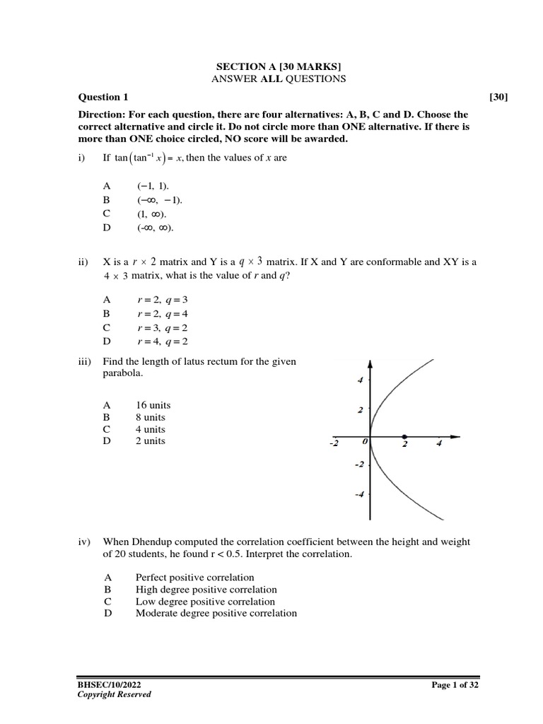 BHSEC 22 Maths | PDF | Plane (Geometry) | Mathematics