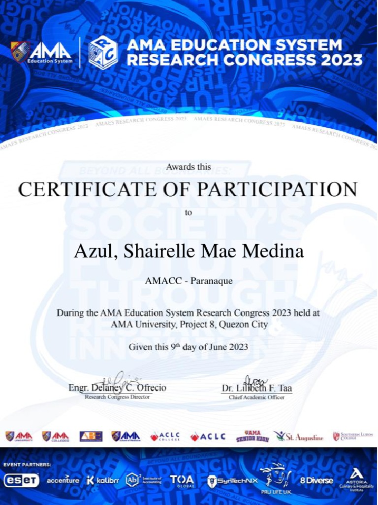 Azul, Shairelle Mae Medina: AMACC - Paranaque | PDF