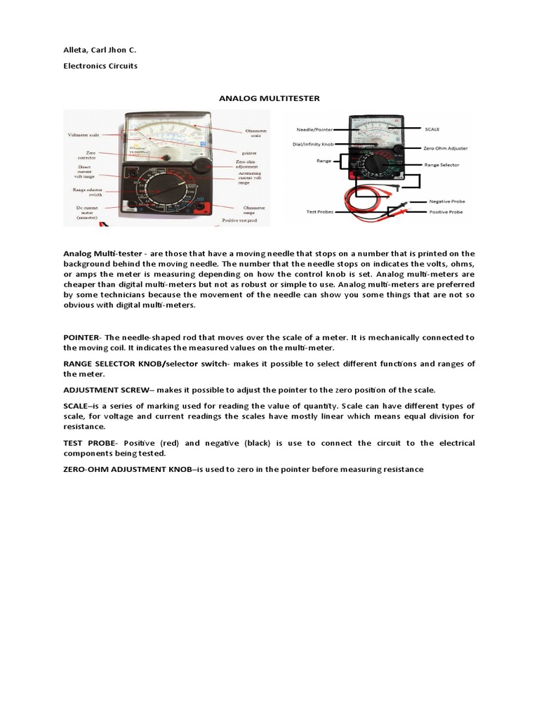 Multimeter Parts and Functions PDF Electrical Network Computer