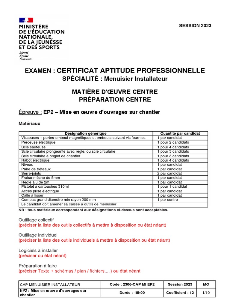 CAP MI E2 Preparation-Centre | PDF | Technologie du bâtiment ...