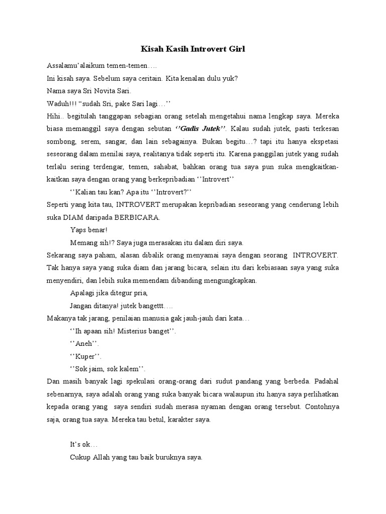 Kisah Kasih Introvert Girl | PDF
