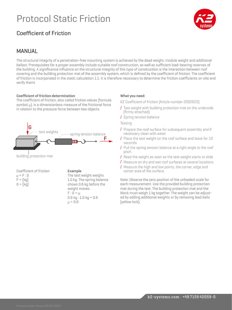 Static Friction Coefficient Testing Guide | PDF | Friction | Weight