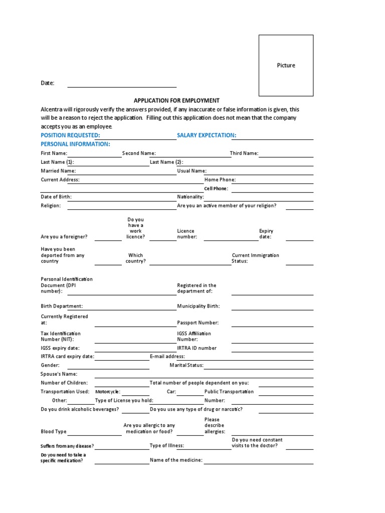 Solicitud de Empleo.1 | PDF | Identity Document