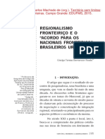 Regionalismo Fronteiriço e o "Acordo para Os Nacionais Fronteiriços Brasileiros Uruguaios"