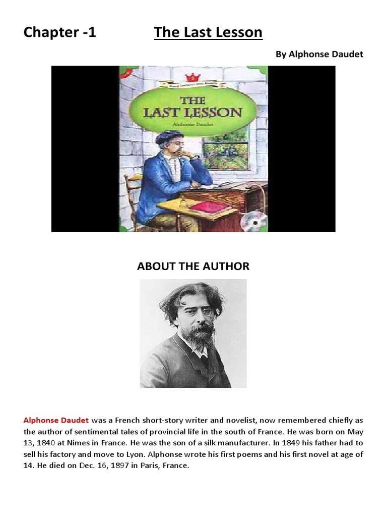 The Last Lesson By Alphonse Daudet Jatinder Kaur Pdf German