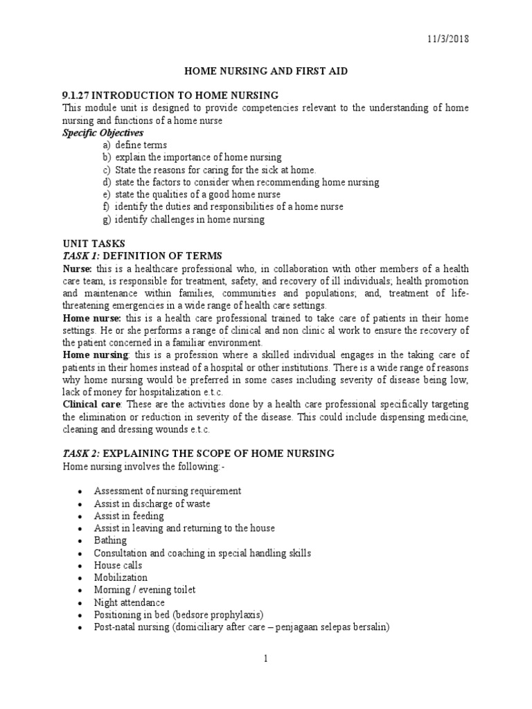 Home Nursing and First Aid | PDF | First Aid | Nursing