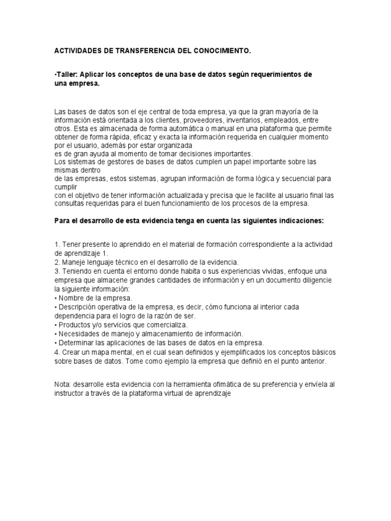 ACTIVIDADES DE TRANSFERENCIA DEL CONOCIMIENTO | PDF