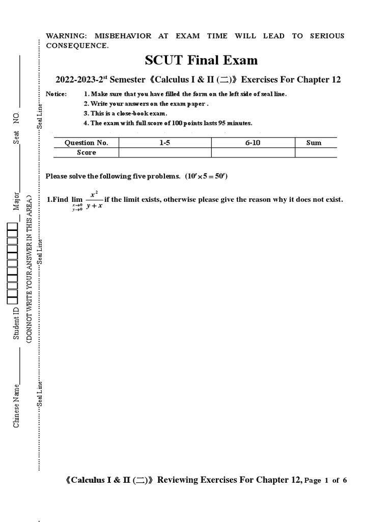 Reviewing Exercises For Chapter 12 | PDF | Derivative | Function ...