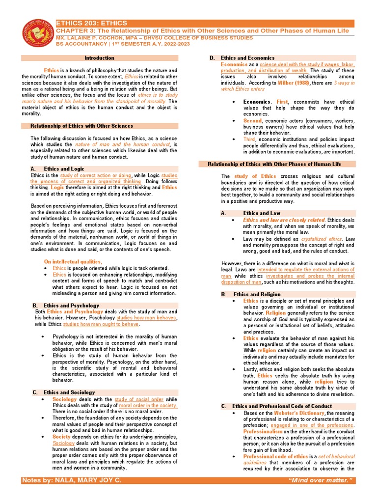 Ethics 203 Chapter 3 Pdf Morality Thought