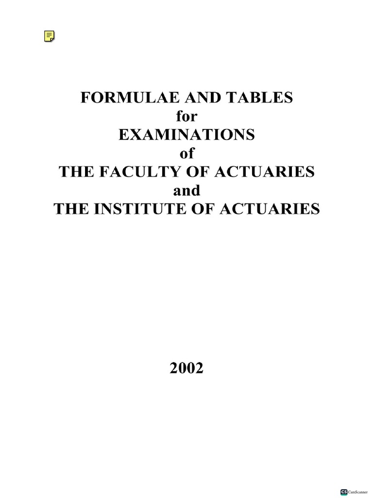 2002 Formulae and Tables | PDF