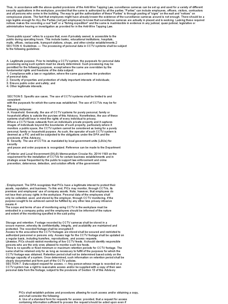 CCTV and Recording Laws of The Philippines PDF Closed Circuit