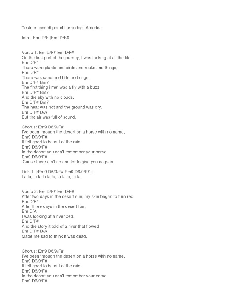 A Horse With No Name PDF