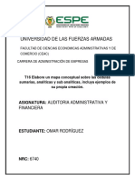 Universidad de Las Fuerzas Armadas: Asignatura: Auditoria Administrativa Y