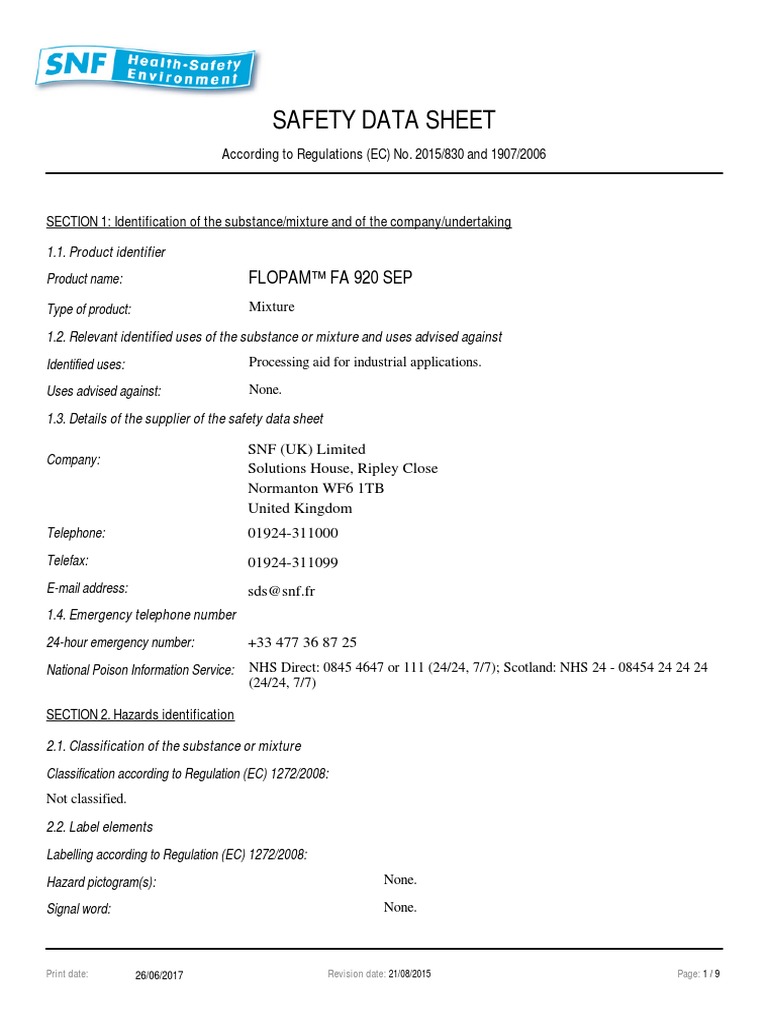 Flopamfa 920 Sep | PDF | Chemistry | Physical Sciences
