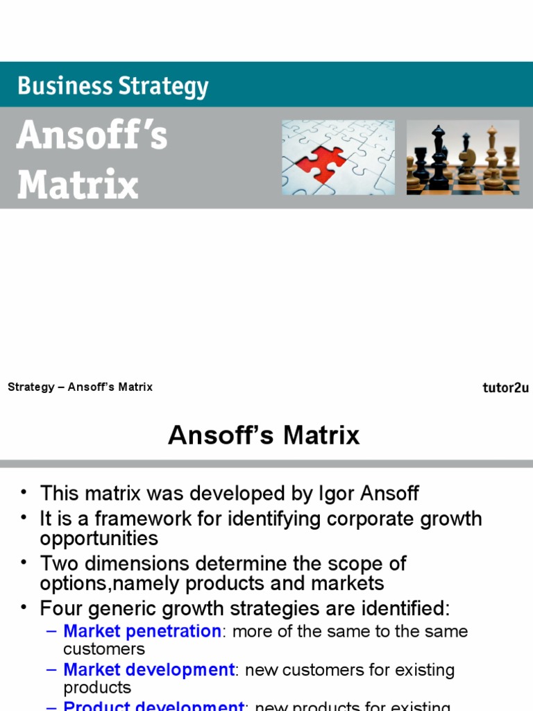 Ansoff Matrix Presentation | Download Free PDF | Financial Economics ...