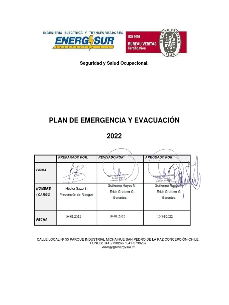 Plan de Emergencia y Evacuación Energysur 2022 | PDF | Calor | Incendios
