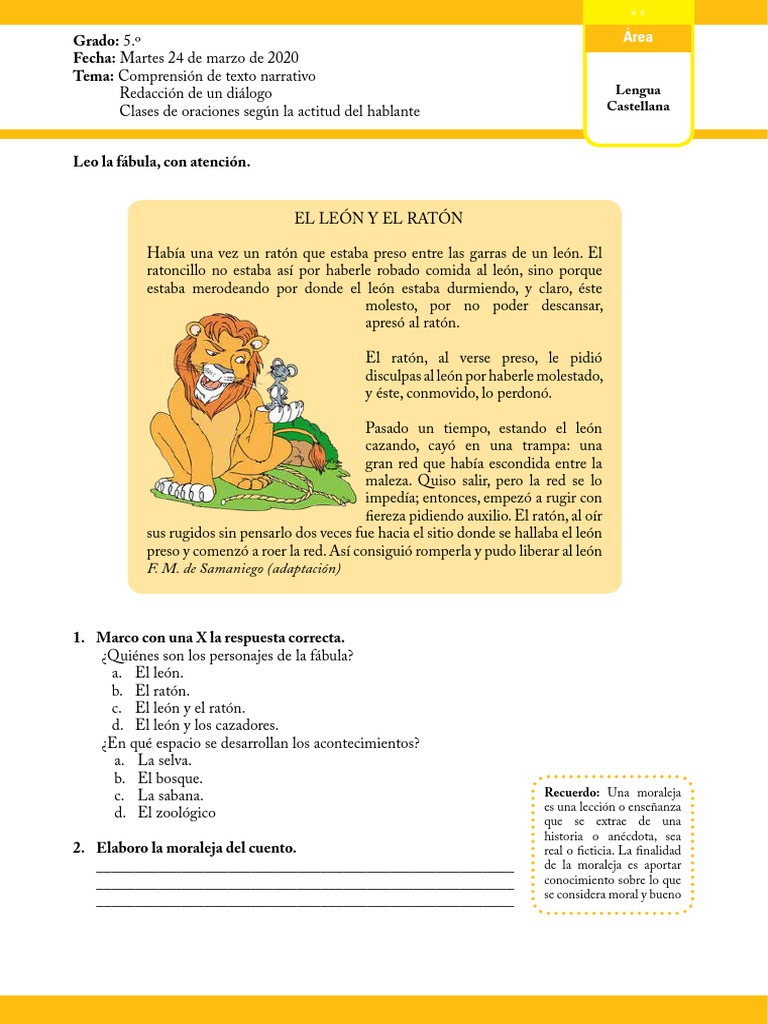 Actividades de Lengua para 5° Grado | PDF | León