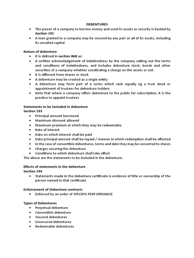 Debentures Pdf Debenture Securities Finance