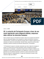 UE: La Votación Del Parlamento Europeo A Favor de Una Nueva Legislación Sobre Diligencia Debida y Empresas Debe Reforzar Los Derechos Humanos