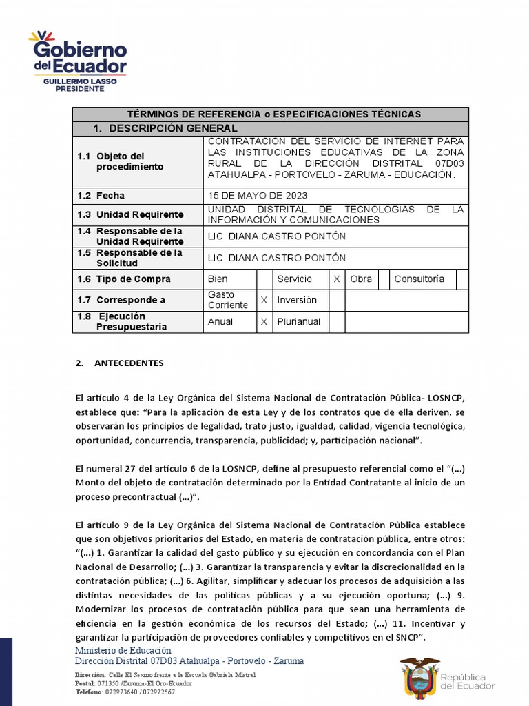 TDR para La Contratación de Internet 2023-Infima | PDF | Internet