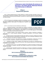 Reforma Parcial de La Ordenanza Sobre Actividades Económicas de Industria, Comercio, Servicios o de Índole Similar, Municipio Baruta - Estado Bolivariano de Miranda