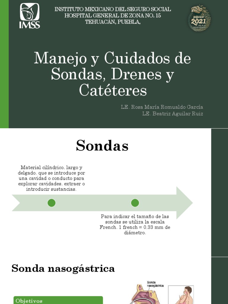 Manejo de Sondas, Drenes y Catéteres | PDF | Terapia intravenosa ...