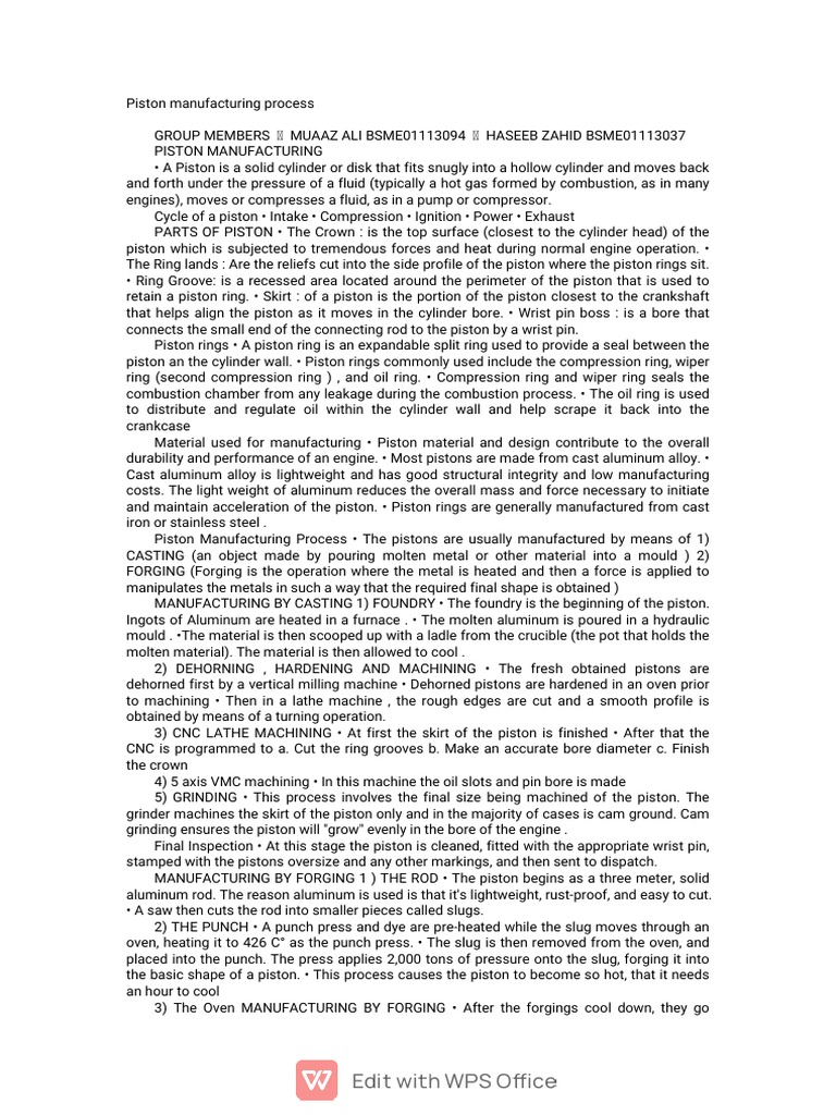 Piston manufact wps office pdf piston internal combustion engine