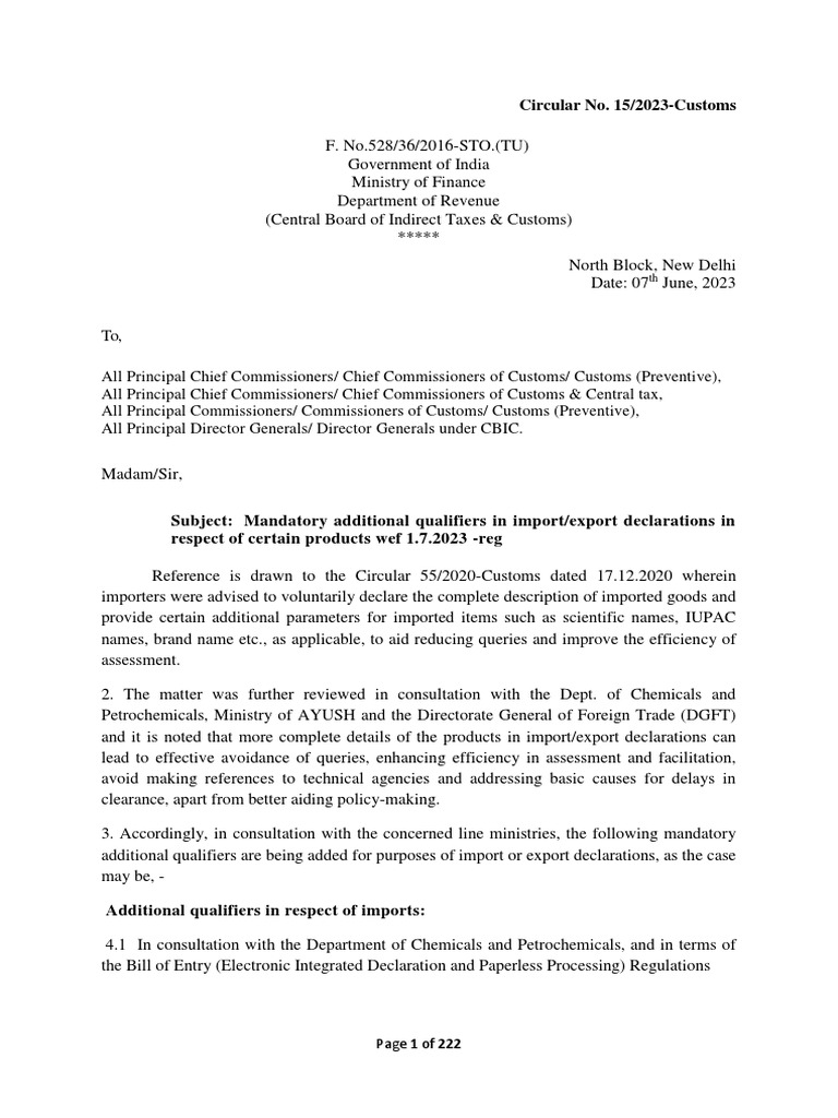 Mandatory Qualifiers for Customs Declarations | PDF | Fruit | Customs