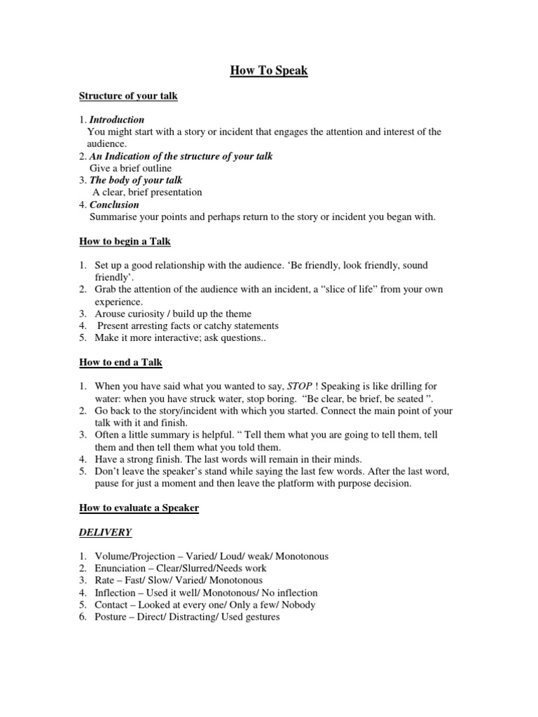 How To Speak | PDF | Human Communication | Psychology