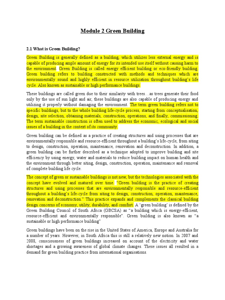 Module 2 green building pdf green building efficient energy use