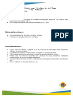 Roteiro - 2 Prova de Álgebra - 9º Ano Manhã