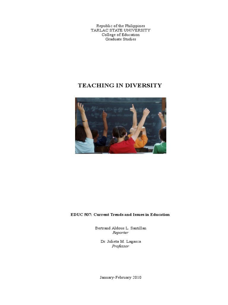 DIVERSITY IN TEACHING 2013 SEPTEMBER intelligence overview