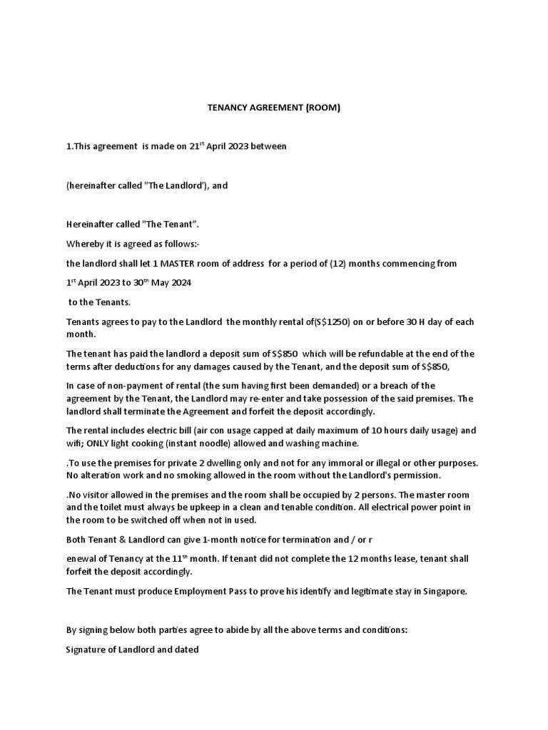 Tenancy Agreement template PDF