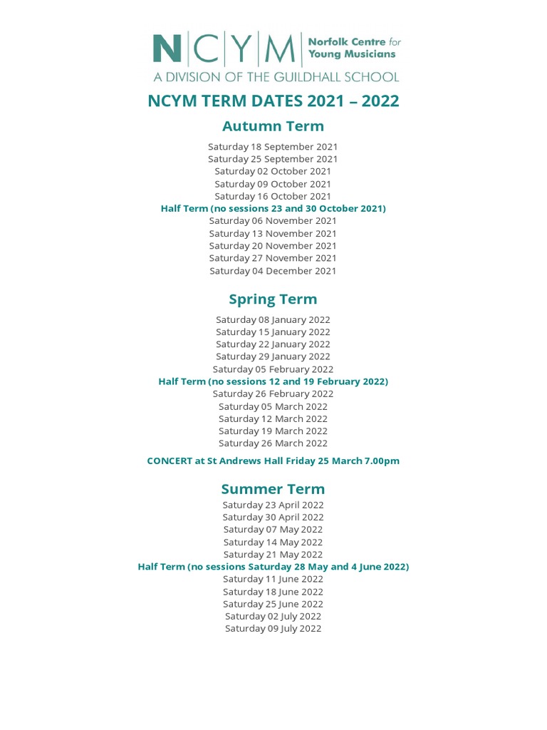 Ncym Term Dates 2021 PDF