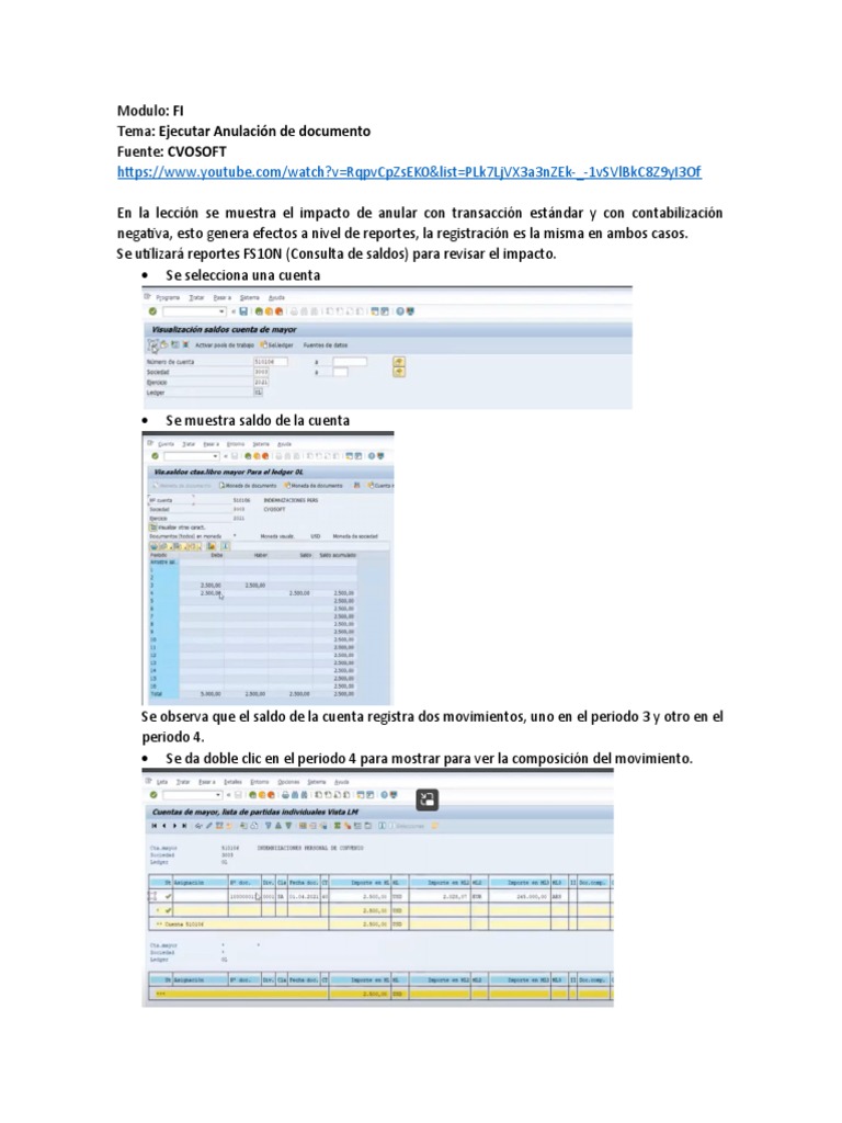 SAP FI - Anulacion de documentos | PDF 